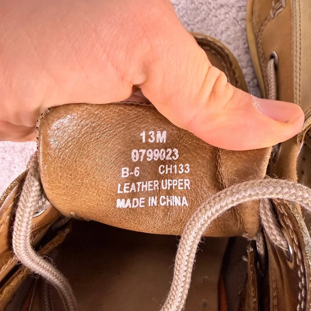 Sperry Top-Sider Boat Shoes‎ Mens 13 Tan Brown Leather Mesh Billfish 0799023